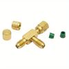 1Pc T Type Adapter With Rotary Connector 1/4 SAE External Thread Accessories New Pump Solid Brass Refrigeration Service Valves