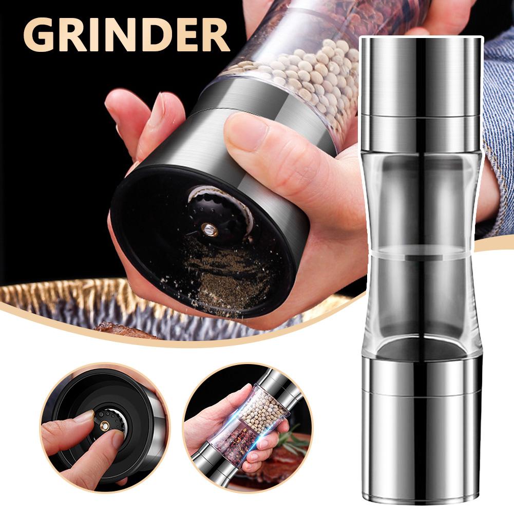 Fillable Double Head Pepper Grinder Long Lasting Freshs Keeping Spice Grinder Kitchen Accessories