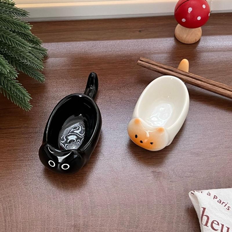 Ceramiczna Mini Miseczka do Zanurzania w Kształcie Kota Dodatek Mała Miseczka Domowe Naczynia Stołowe Dekoracyjny Miska dla Kota na Stół Kuchenny
