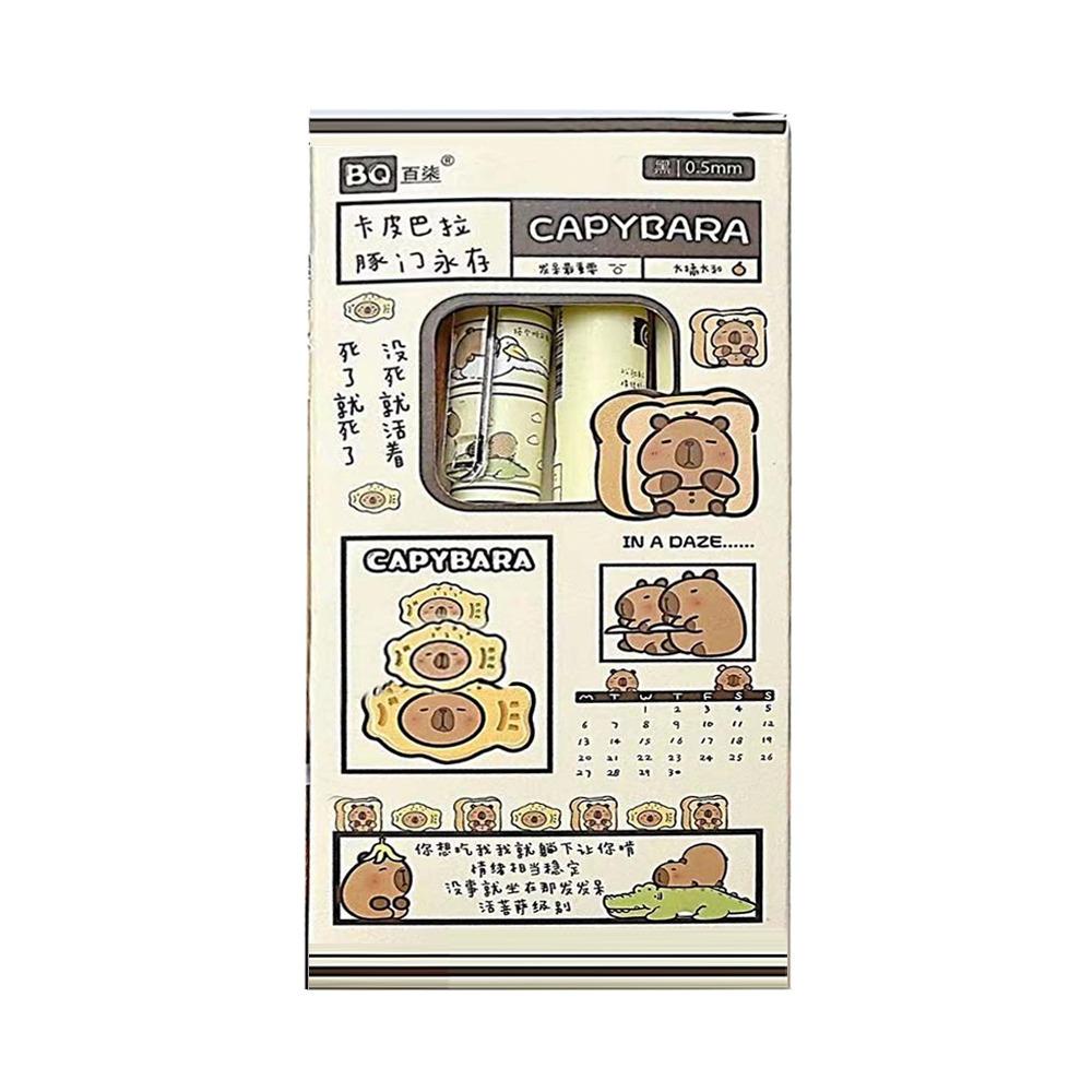 

4 шт. черные гелевые ручки с капибарой, ручки для подписи с наконечником ST, портативные ручки для письма, нейтральные ручки, школьные, офисные Capybara