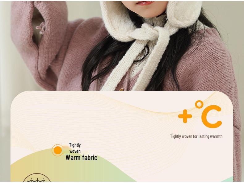 Children's Fleece-Lined Windproof Knit Hat with Ear Protection - Winter Pullover for Boys and Girls