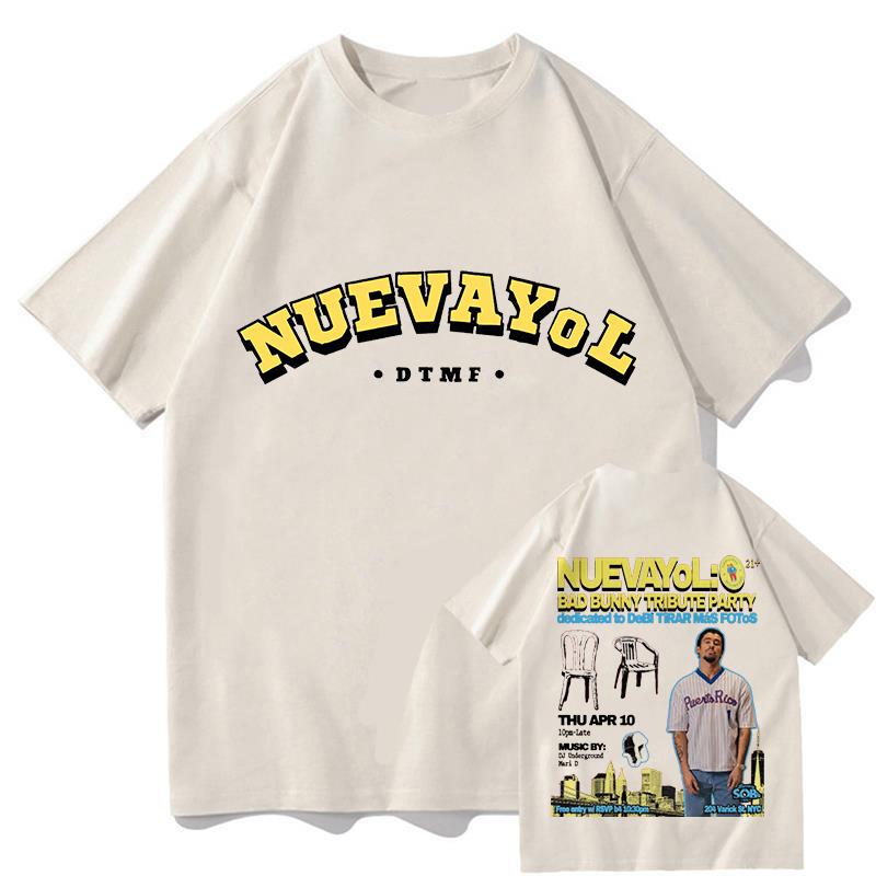 BAD BUNNY NUEVAYoL T-shirt a Manica Corta in Cotone T-shirt da Uomo Estive Larghe Hip Hop Streetwear Unisex Casual da Uomo T-shirt Grafiche