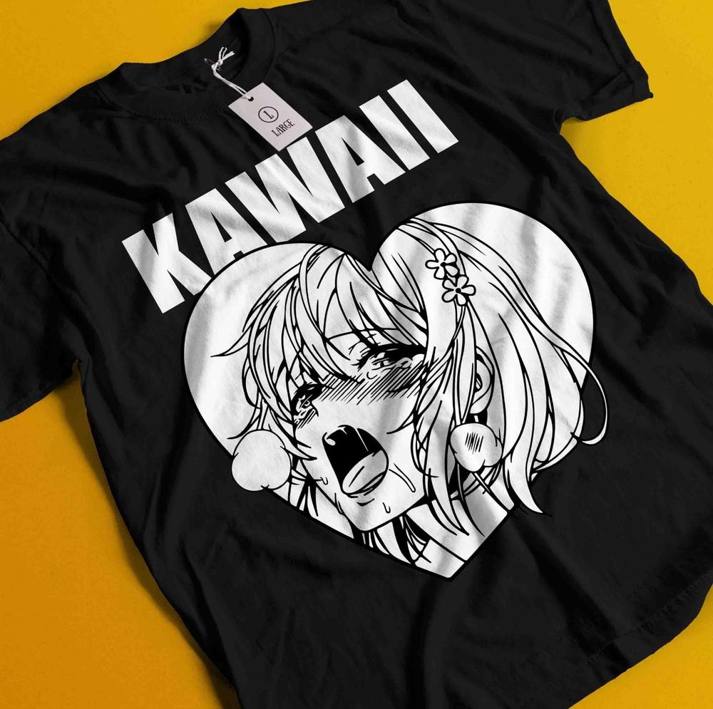

Аниме футболка в стиле этти, японская графическая футболка, манга вайфу каваии, унисекс футболка L