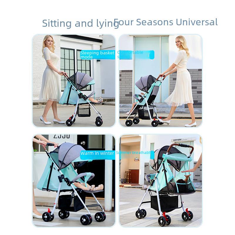 Baby Bærbar Barnevogn Sitte Eller Ligge Sammenleggbar Trille Justerbar Ryggstøtte