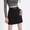 Women's Gray High-Waist A-Line Skirt - Slim Fit, Trendy Short Skirt for Spring and Autumn