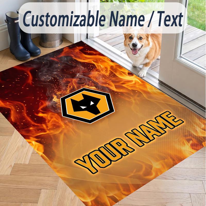 Custom Text Printed Rug Wolverhampton Wanderers Football Non Slip Floor Carpet For Home Room Decor