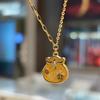 Women's Gold Fortune Bag Pendant Necklace with Lace Hollow Design