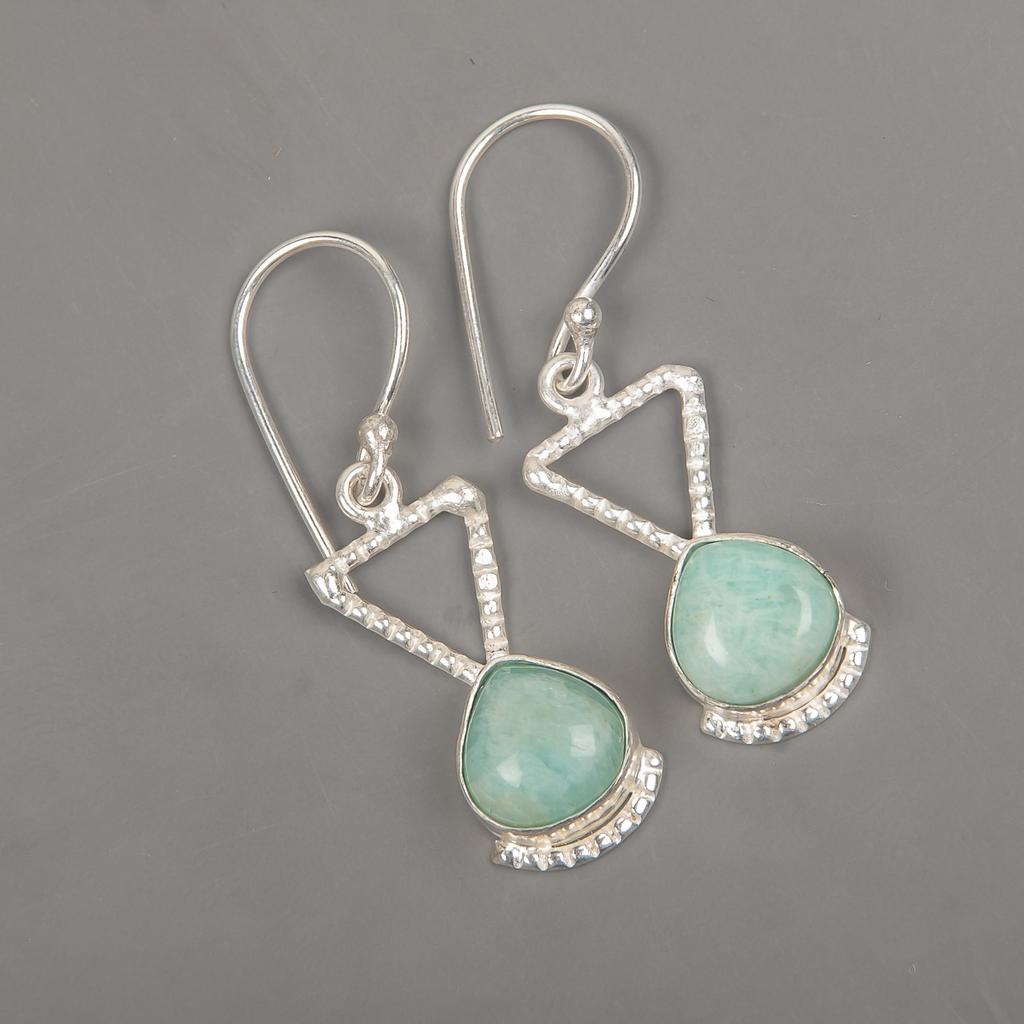 Amazonit Ohrringe, 925 Sterling Silber Ohrringe, handgefertigter Edelsteinschmuck, Geschenke für die Frau, brandneue Ohrringe