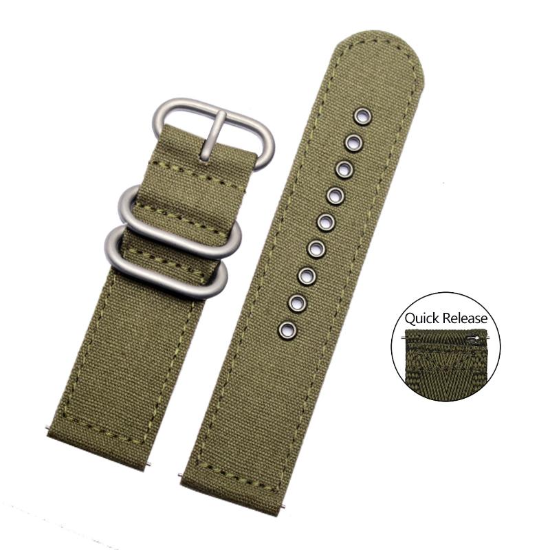 Nylon Canvas Watch Band for TIMES Seiko Citizen Seagull Outdoor Sports Waterproof Strap Bracelet Khaki Green 18mm 20mm 22mm 24mm