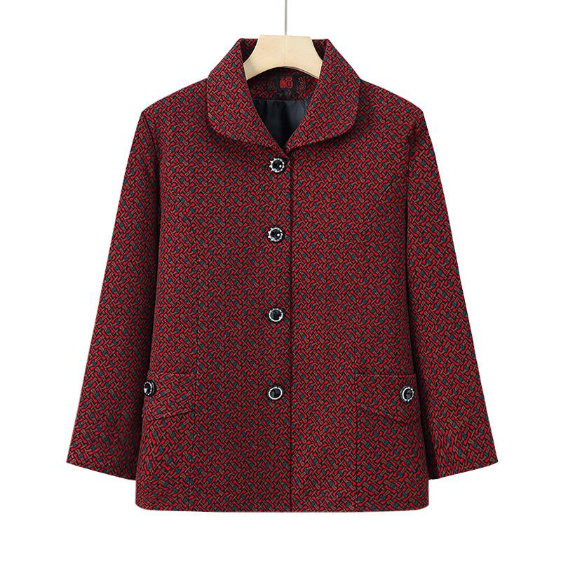 Spring & Autumn Lightweight Jacket for Mature Women - Stylish Lapel Top, Grandma's Fashionable Two-Way Shirt