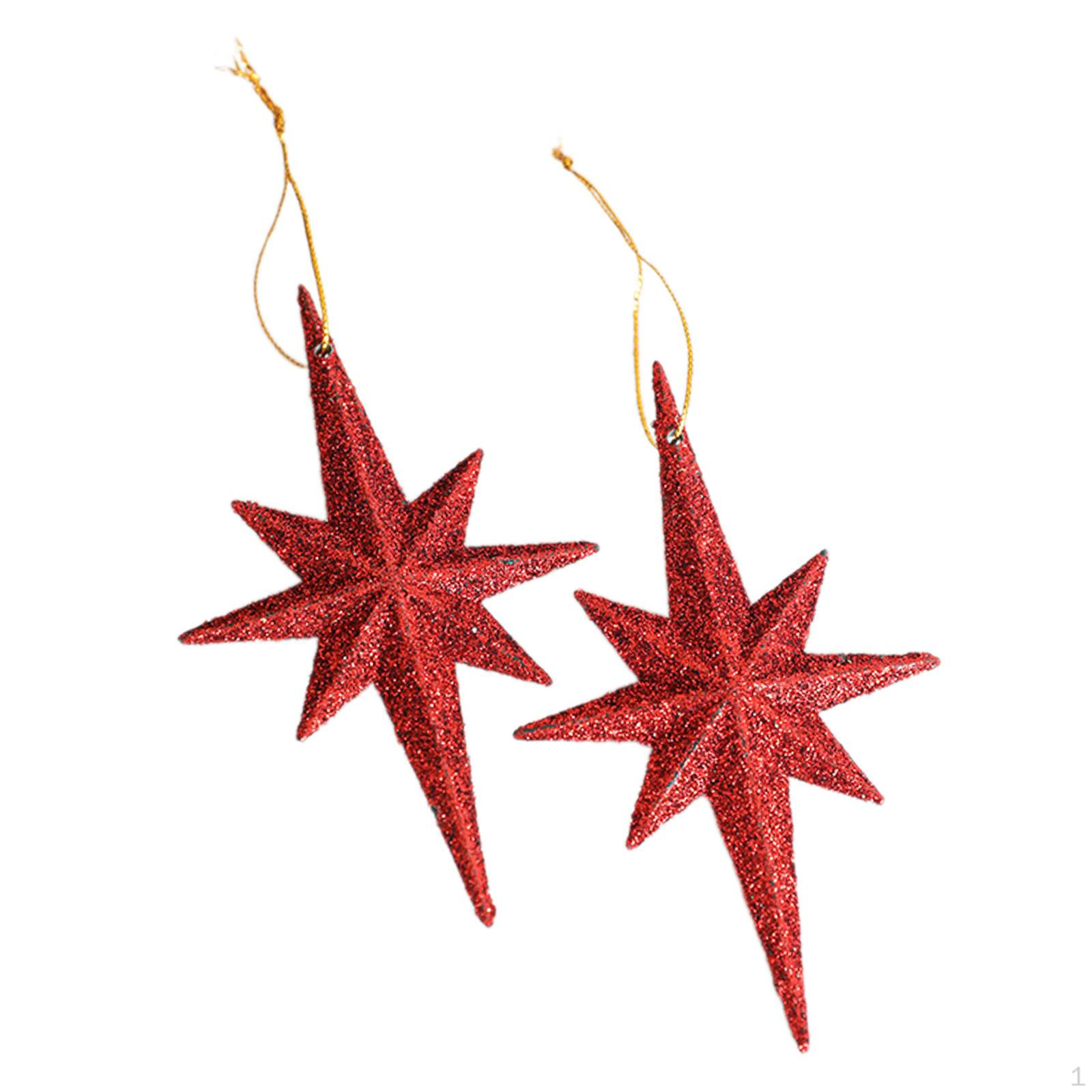 

Набір з 2 шт. Різдвяні блискучі підвіски-зірки, підвісні прикраси, прикраси для вечірок для червоний