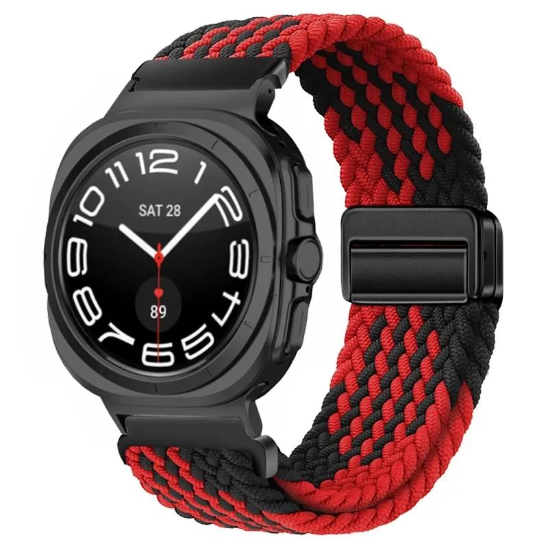 Gevlochten Nylon Lusband Voor Samsung Galaxy Watch Ultra 47mm Magnetische Armband Polsband voor Galaxy Watch 8 Ultra 2026 47mm Band