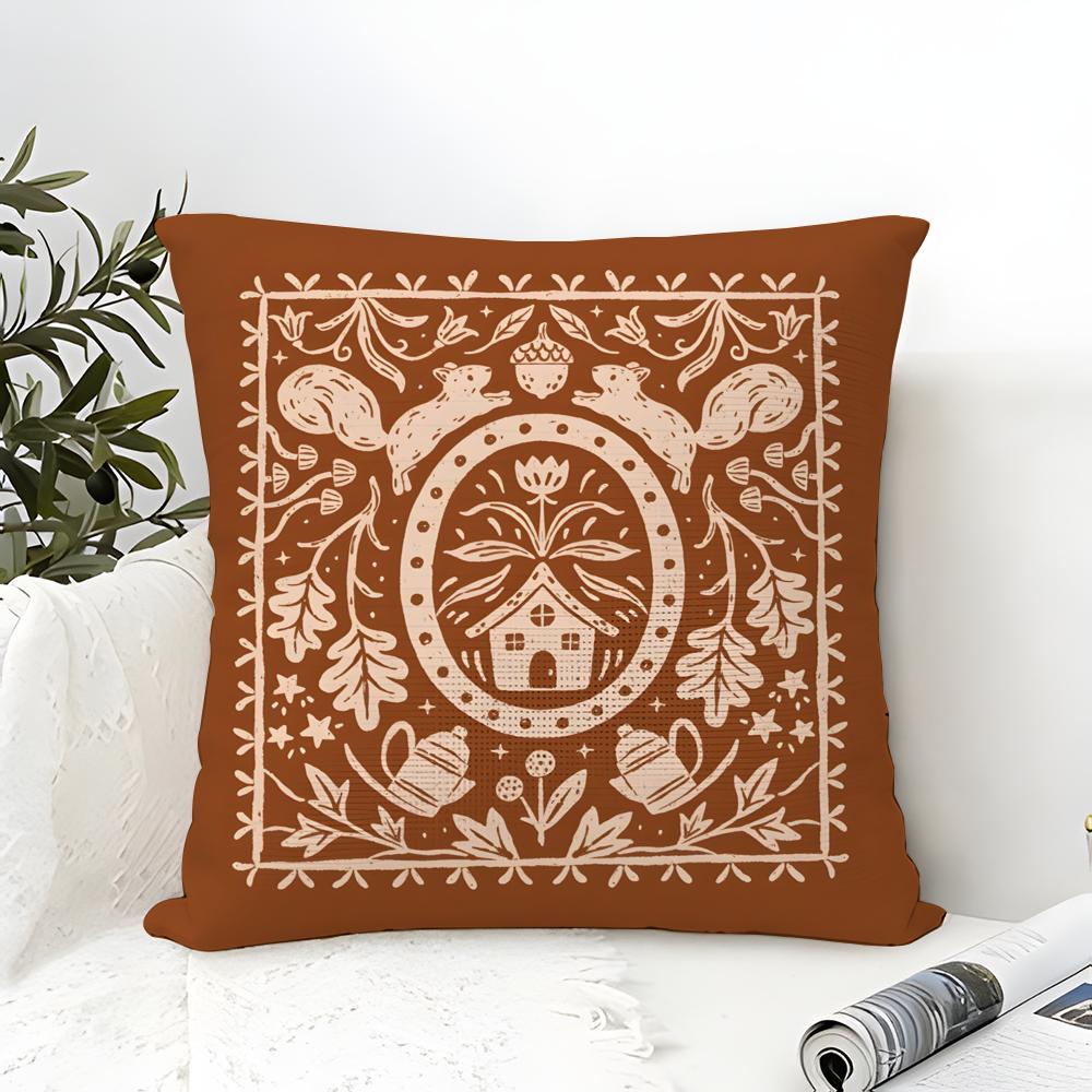 Butterfly, Bird And Flower Print Pillow Case Cotton Linen Fabric Square Zipper Pillowcase Home Decorative Living Room