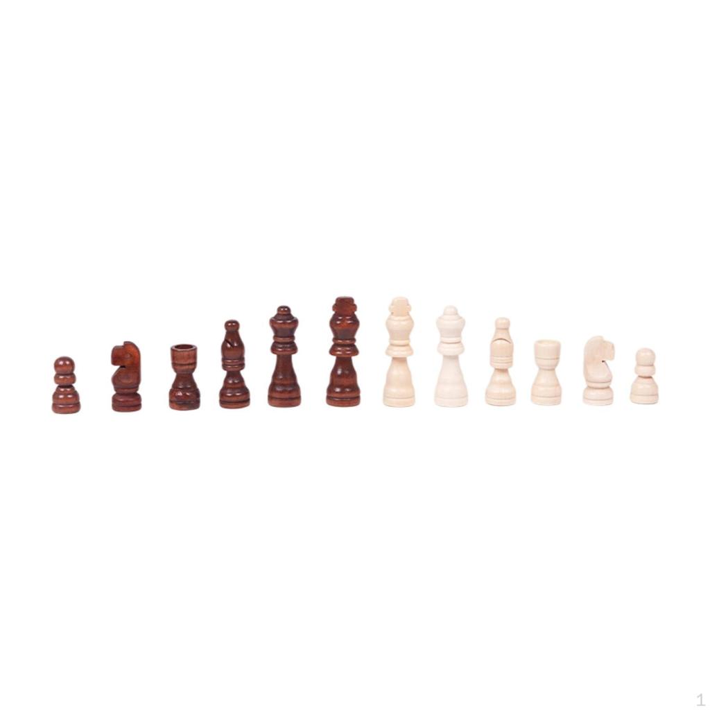 32 Pieces Wooden Chess Set Educational Figures for Club School Office Dorm