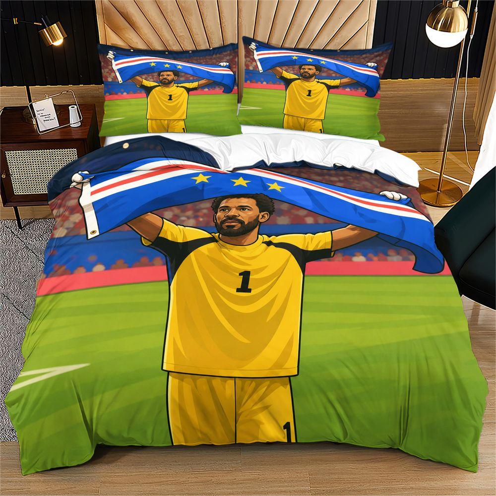 Cartoon Football Goalkeeper Print Duvet Cover Set Comforter Cover Bedding Set No Filler Sports Fan Teen Bedroom Decor Bedding 135x200cm