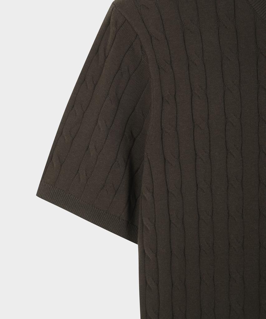 BROOKS BROTHERS Cotton Cable Crew Neck Short Sleeve Sweater (Brown) (Bbwrmog203)