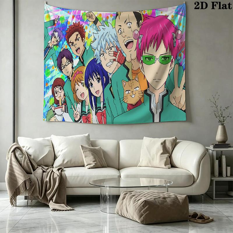 Saiki Wall Tapestry Aesthetic Wall Hanging Printed Fabric Blanket Decorative Tapestries for Bedroom Living Room Home Decor