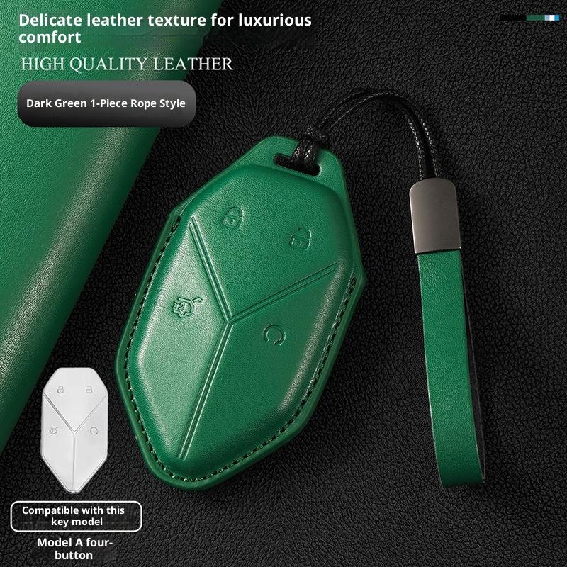 Genuine Leather Car Key Case Cover Key Bag For BYD DM-I Formula Leopard 5 8 2024 2023 Protect Set Car Accessories