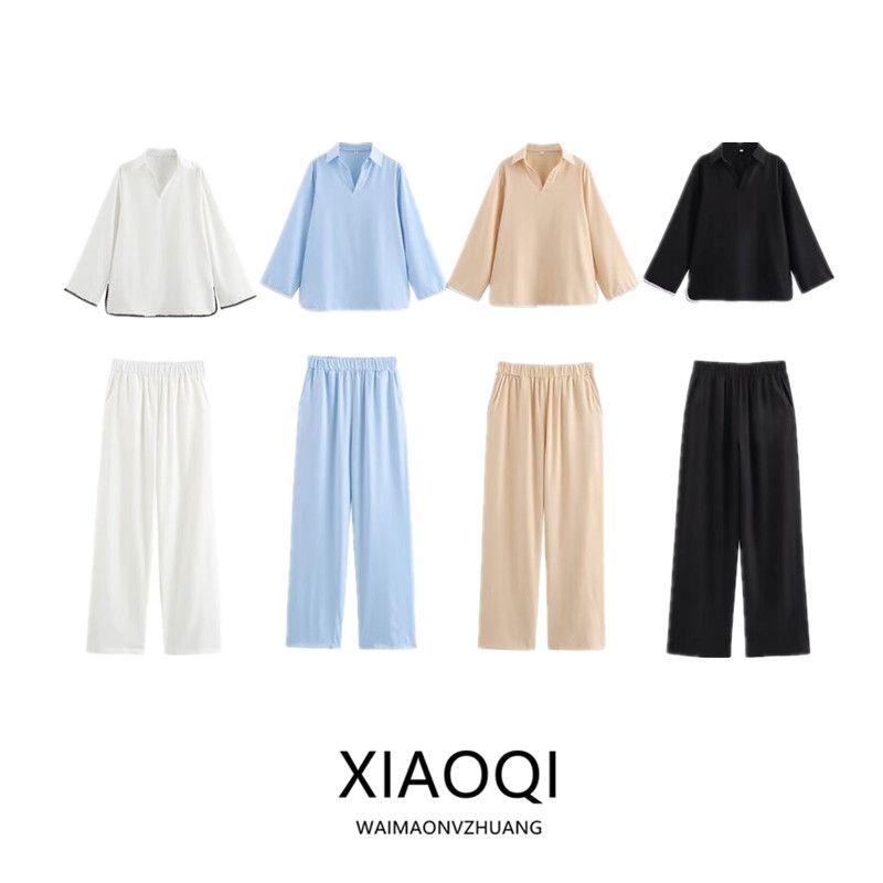 Fashion Style 2024 Summer New Arrival Women's Back Bowknot Decoration Stripes Shirt High Waist Pants 3233233