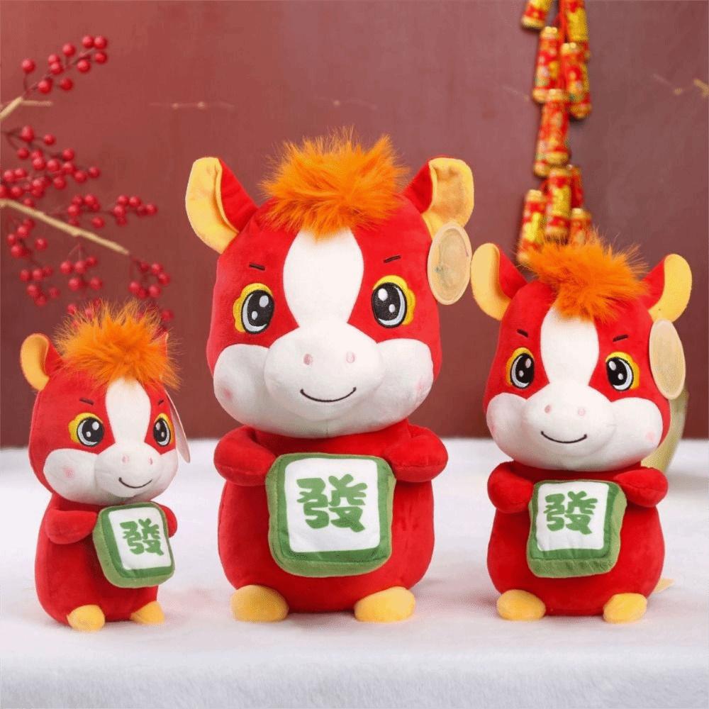Cute Horse Plush Doll Adorable Zodiac Horse Doll Lively Year Horse Mascot  Office Desk