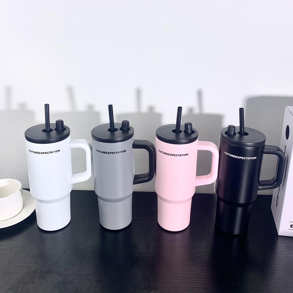 New 304 stainless steel thermos cup large capacity water cup straw cup cold car ice cup birthday gift