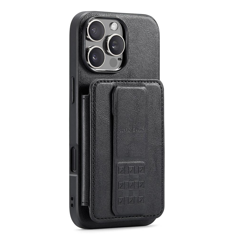 FIERRE SHANN 024 Style For iPhone 16 Pro Case Card Holder Kickstand Waxy Texture Leather+TPU Phone Cover
