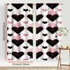 2PCS Pink Haige Pattern Love Style Curtains   Retro Sweet Style   Bedroom and Living Room   Drawbar Pocket Decorative Curtains