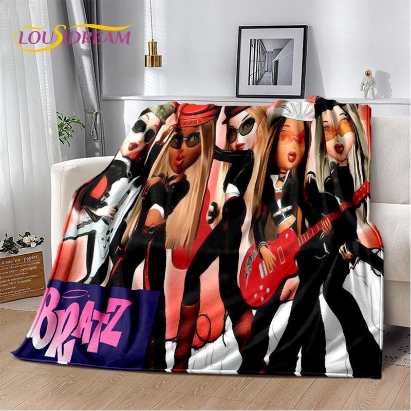 Cartoon Bratz Doll Girls 3D Printed Soft Blankets,Keep Warm Throw Blanket Comfortable Blanket for Picnic Beds Sofa Home Bedroom