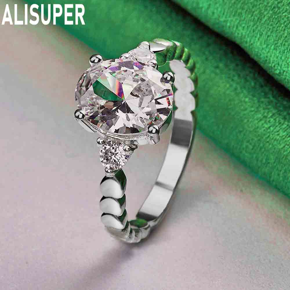 Anello in argento sterling 925 con zirconi AAA e ciondolo alla moda per matrimonio