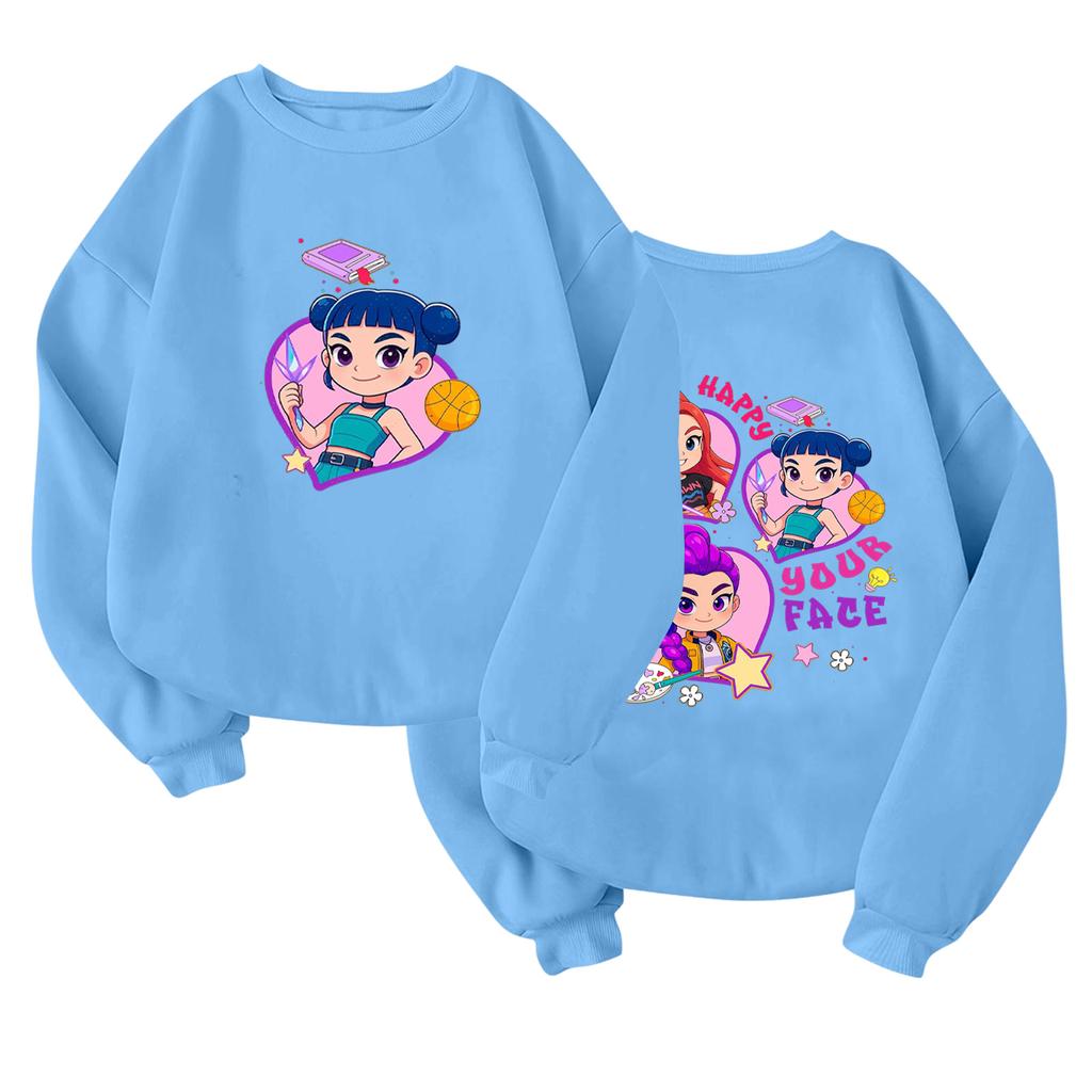 Children's Fashionable Lightweight Long-sleeved Round Neck Pullover With Pockets Printed Pullover