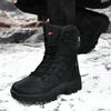 Winter Leather Women Boots Plush Warm Couple Snow Boots Lace Up Waterproof Women Ankle Boots Outdoor Work Shoes Botines Female