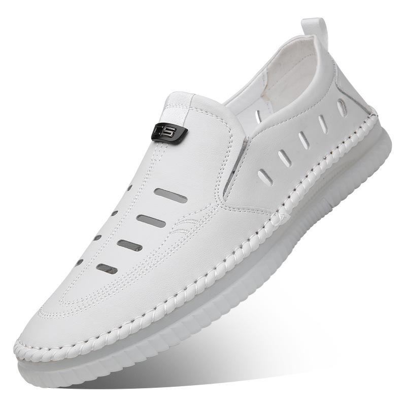 Men's shoes 2025 summer new sandals men's hollow hole shoes men's casual foot cool leather shoes