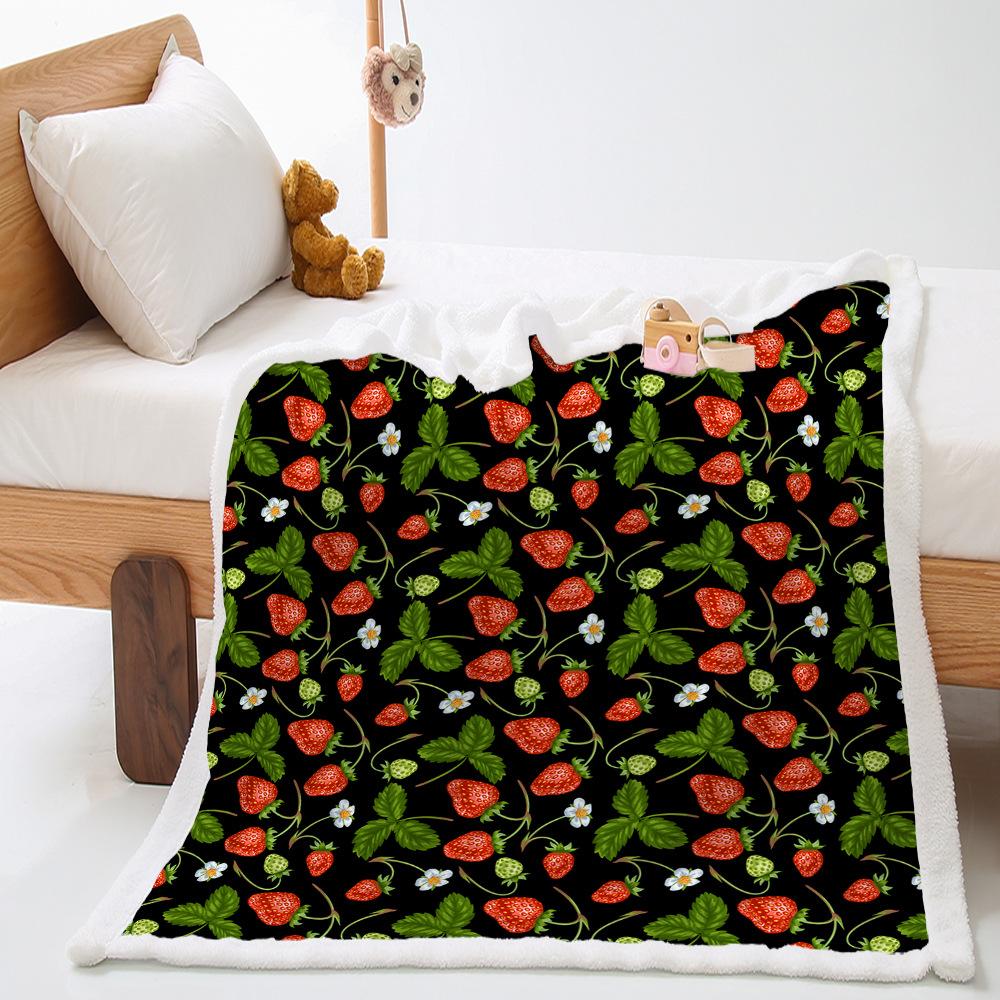 Ins Strawberry Lamb Wool Crystal Fleece Blanket Digital Printing Blanket Wish