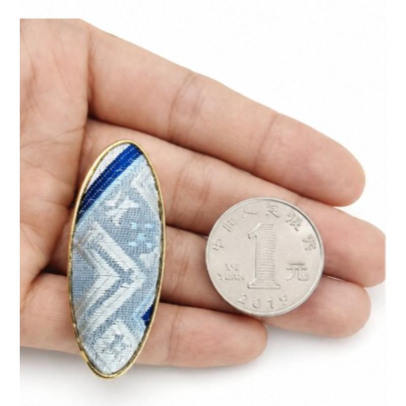 5Pcs Hair Clip Set, Zhuang Brocade Oval Hairpin, Ethnic Woven Oriental Hair Accessory, 5 Patterns