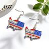 Exquisite Craftsmanship Earrings 1 Pair Hook American Independence Day Pattern Hollow Patriotic Alloy Heart Star Shape Red White Blue Jewelry