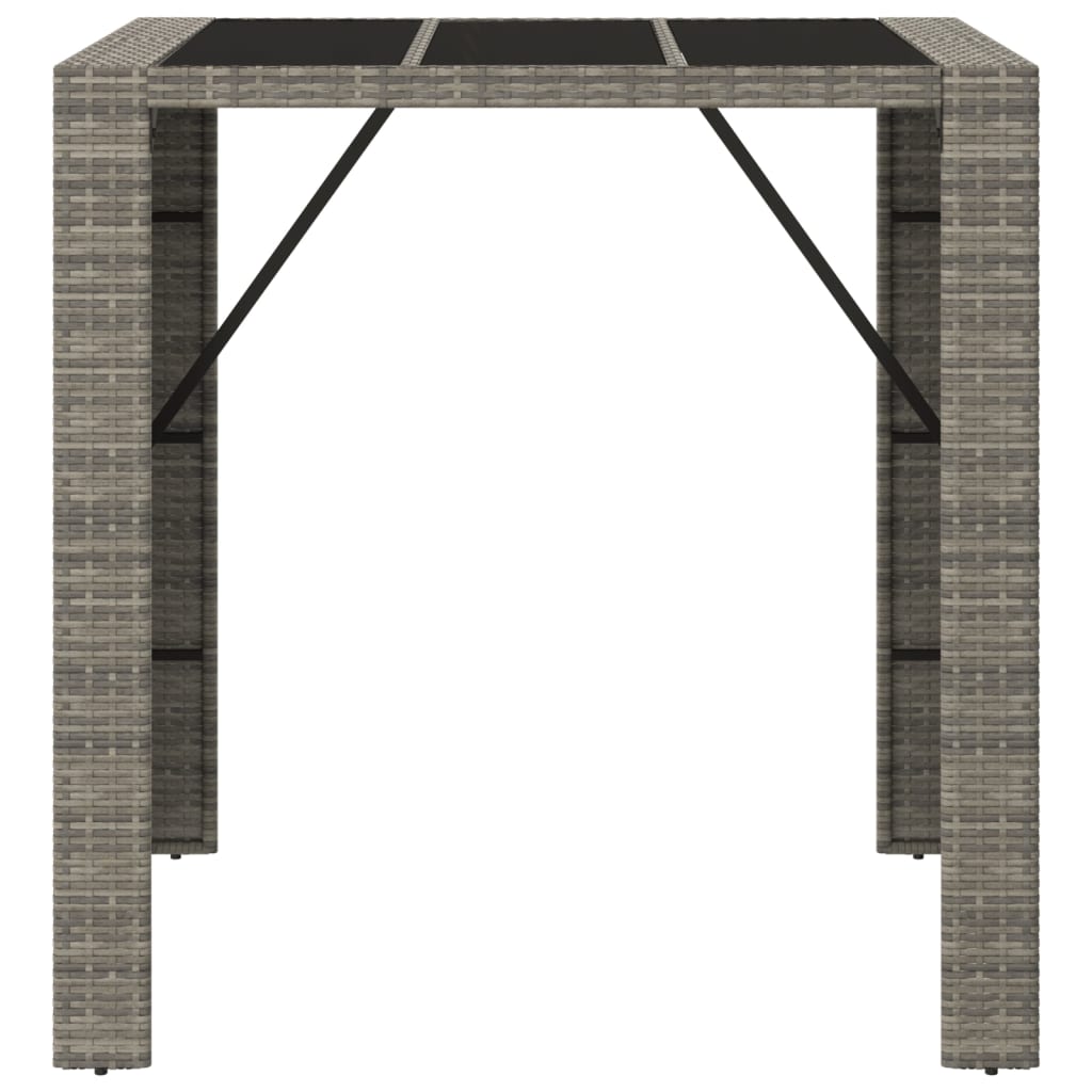 Bar Table with Glass Top Grey 105 x 80 x 110 cm Poly Rattan