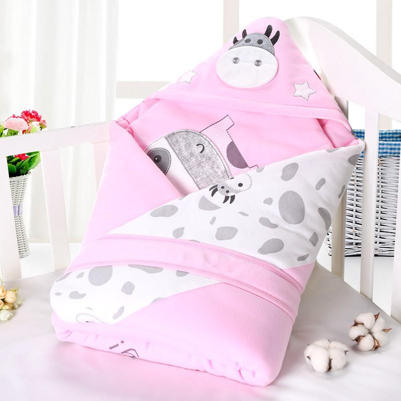 Newborn Cotton Swaddle Blanket Infants 0-12 Months Anti-startle Wrap Winter Thickened 90x90cm