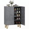 Narrow Shoe Storage Cabinet with Soft-Close Hinges and Adjustable Shelves for 15-20 Pairs of Shoes, Grey