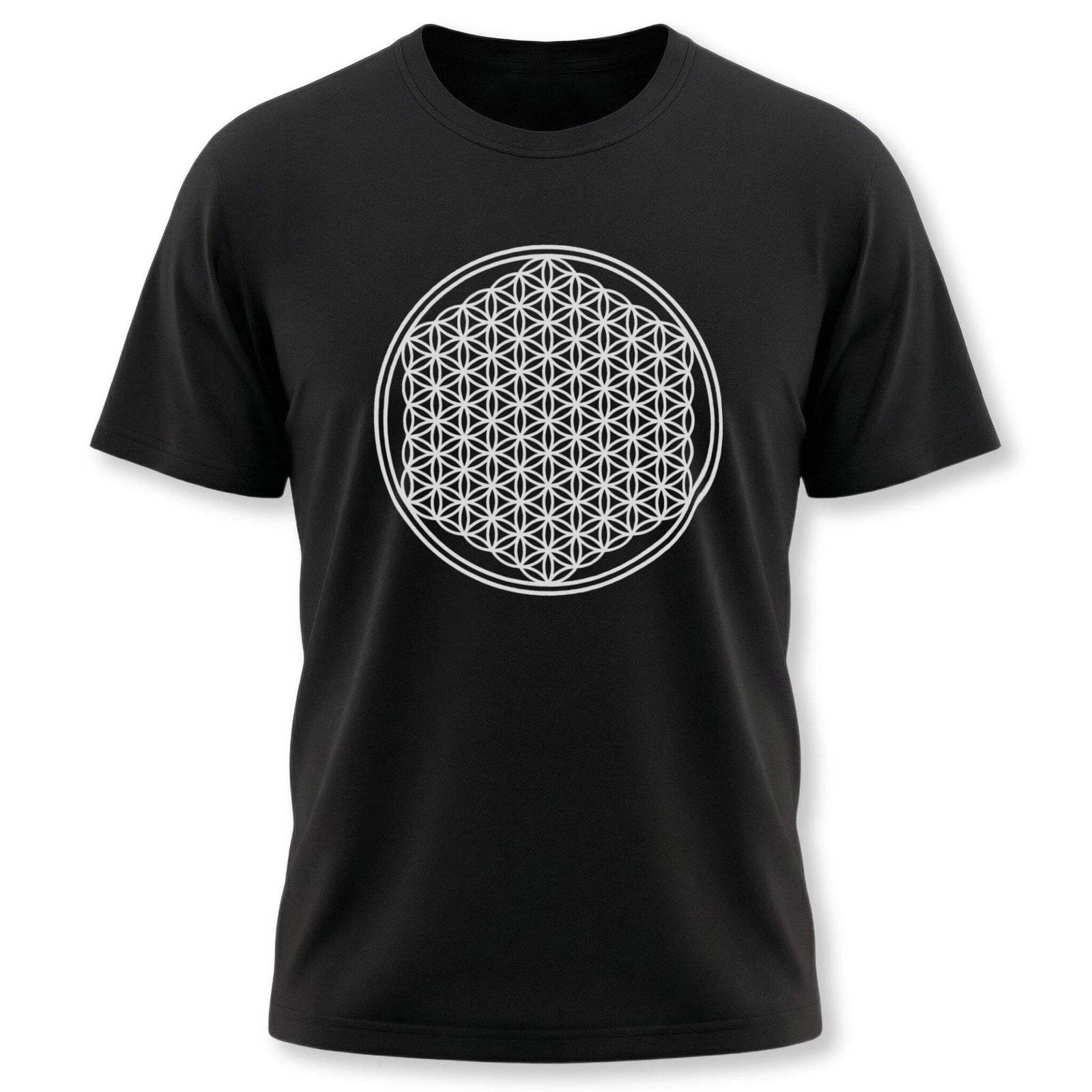 Flower of Life Sacred Geometry T-Shirt | Geometric Unisex Graphic Tee Shirt XS