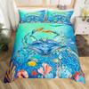 3D Octopus Sea Turtle Duvet Cover Retro Sailboat Crab Reptile Bedding Set Marine Mediterranean Style Jellyfish Comforter Cover