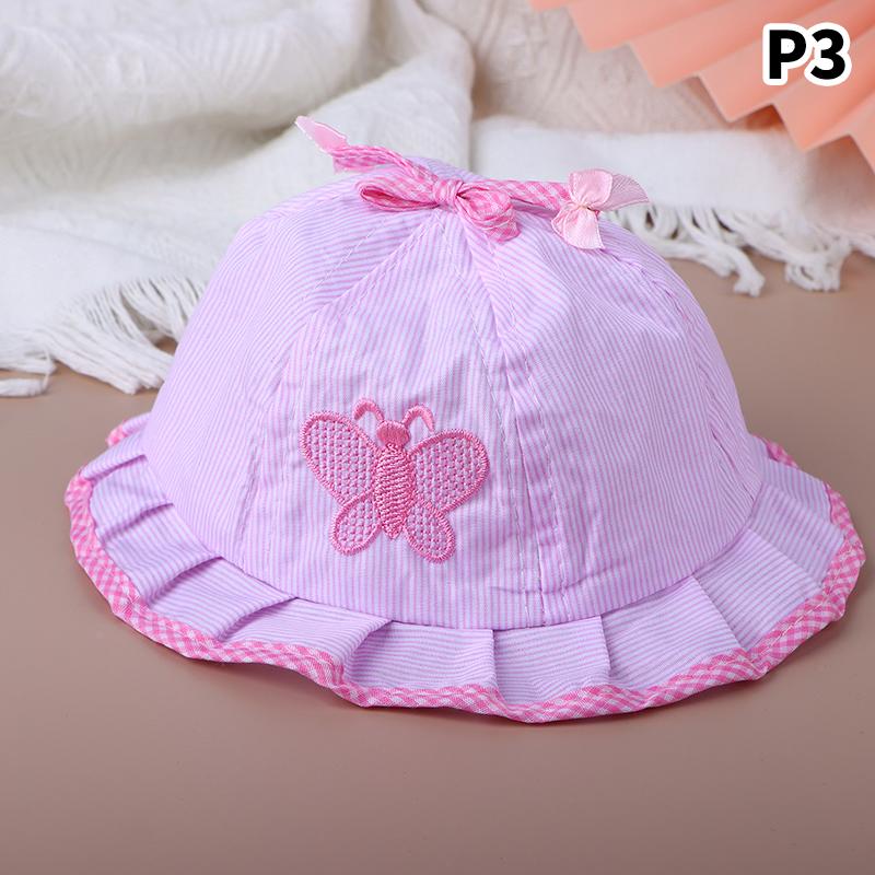 1Pc Baby Hat Girl Summer Bucket Fisherman Hat For 3 To 12 Months Infant Girls Toddler Sun Hats Summer Flower Bow-Knot Style