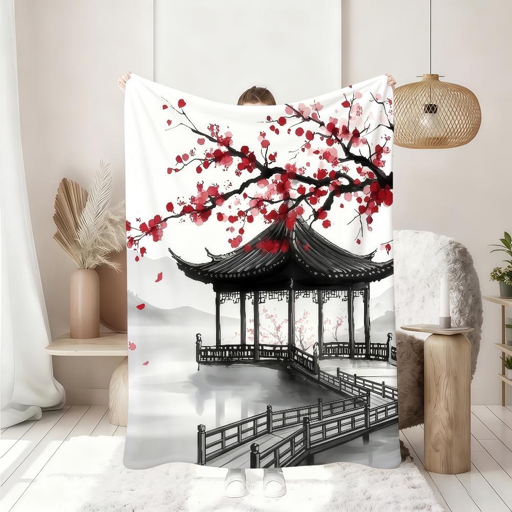 Plum Blossom Blanket Soft Throw Blanket for Home Bedroom Bed Sofa Picnic Travel Office Rest Cover Blanket Gift