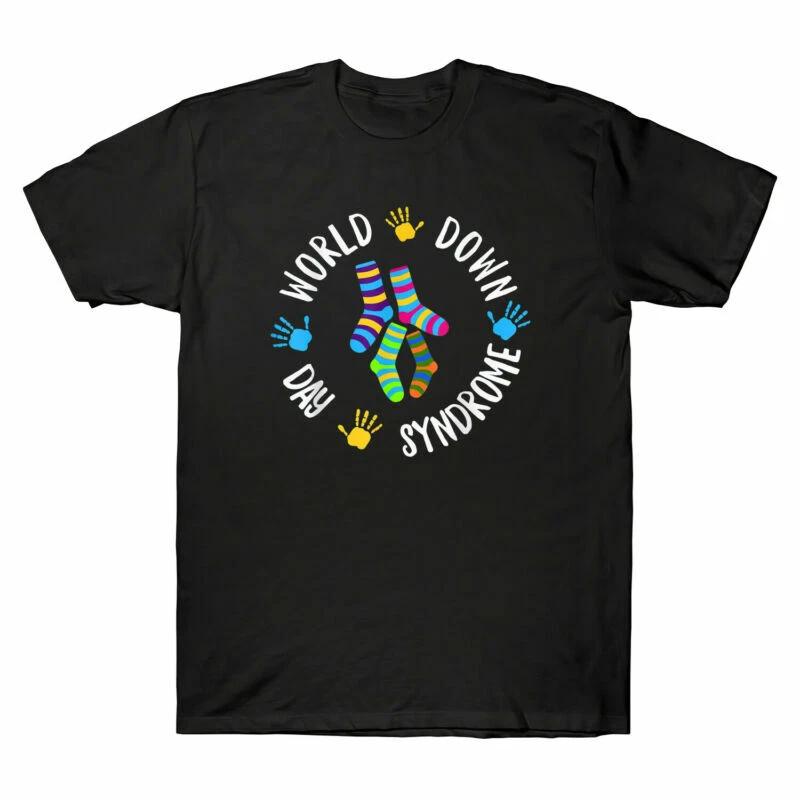 World Down Syndrome Day Awareness Socks Hand Print Men T-Shirt Cotton Black Tee