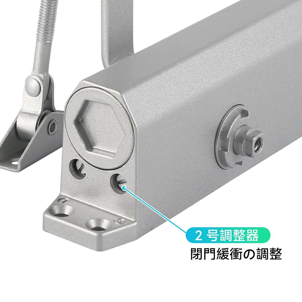RINKA Door Closer, Aluminum Alloy, Hydraulic Shut-off Door Closer, Suitable for Doors Weighing 45-65kg, Maximum Opening Angle 150°, Easy Installation