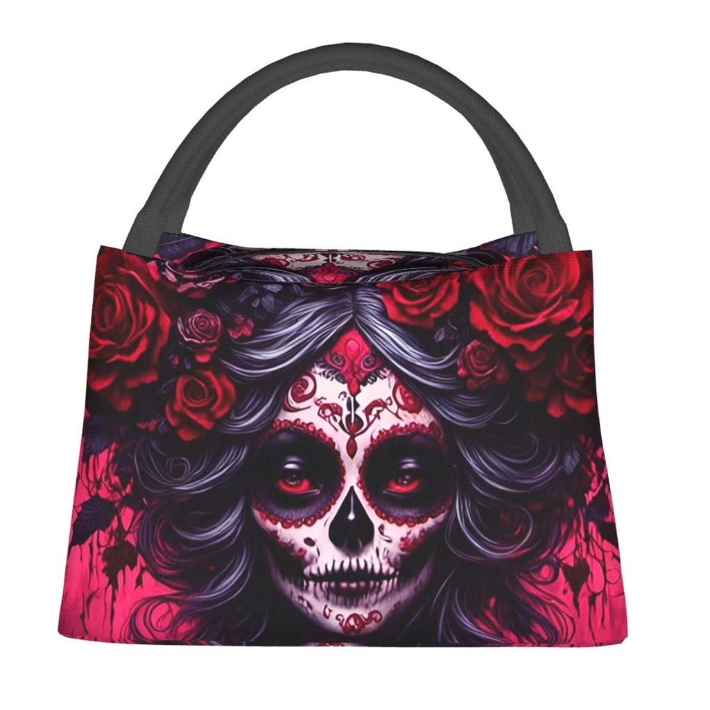 Mexicaans Catrina Meisje Dag van de Doden Suikerschedel Geïsoleerde Lunchtas voor Vrouwen Kinderen Draagbare Voedseldozen Thermische Lunchbox Tote