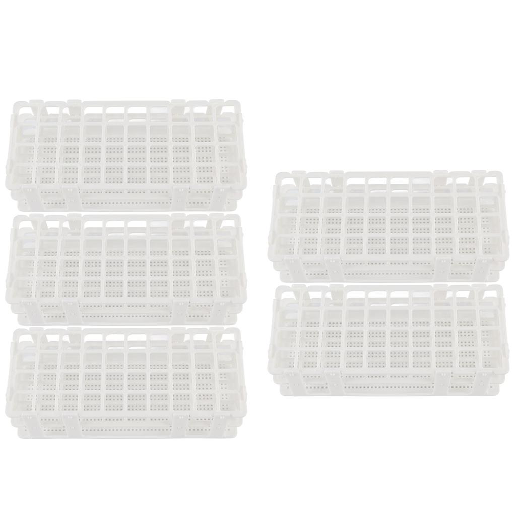 5Set 40‑Hole Plastic Test Tube Rack Assembled Detachable Sample Bottle Rack Holder for Laboratory 20x20mm