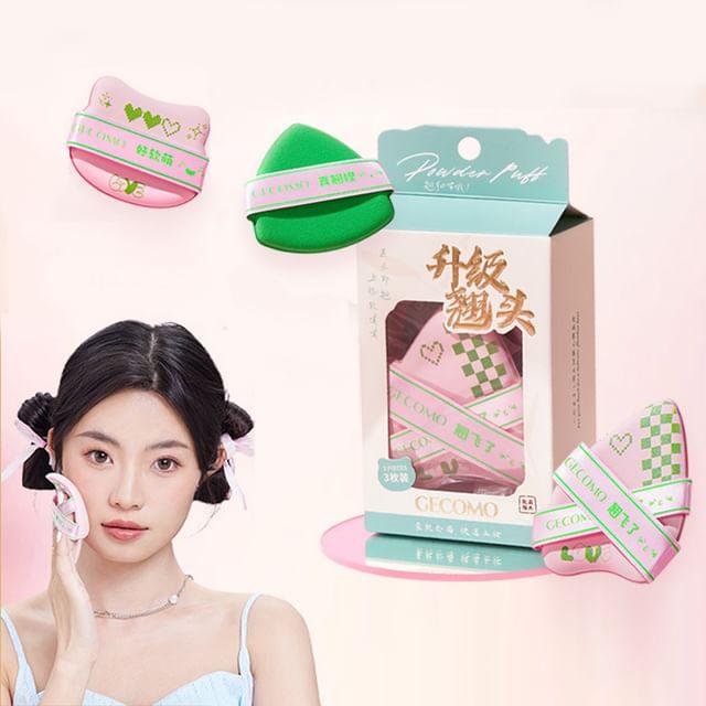 Stapi - Набор из 3 штук: Пуховка (Различные дизайны) Set of 3 Pcs - Green & White