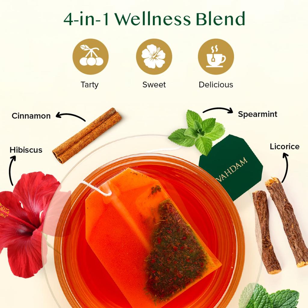 VAHDAM India, Infusions, Herbal Tea, Healthy Hibiscus, Caffeine Free, 100 Infusion Bags, 180g (6.35oz)