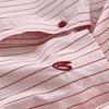 Damen Rosa Nadelstreifen Besticktes Polokragen Langarmhemd - Koreanisches Frühlingsdesign