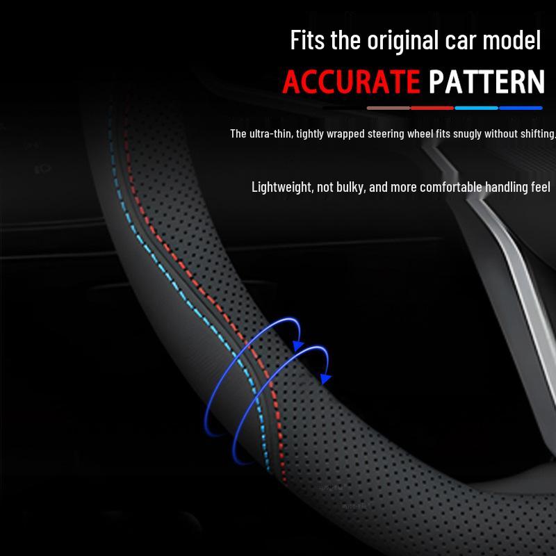 BAIC New Energy Beijing EU5plus Leather Steering Wheel Cover: All-Season, No-Sew, Anti-Slip, Thin Design